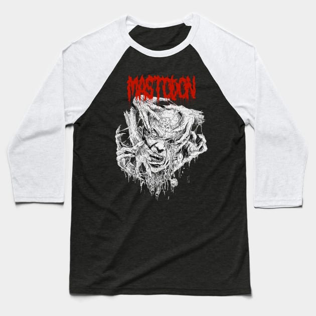 Creeping Skull Mastodon Baseball T-Shirt by Mutearah